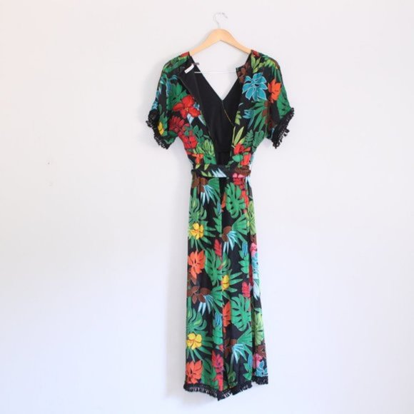 Alice & Olivia Kasia Palm Leaf Devore Jumpsuit 2 - Picture 14 of 16